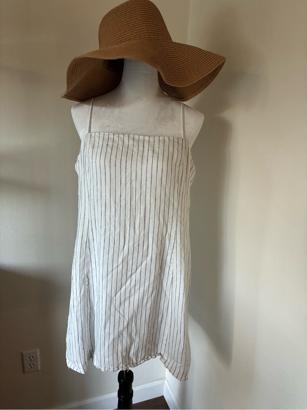 GAP White Dress with Black Pinstripes